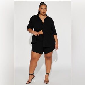 Brand New FashionNova Linen Short Set 1X